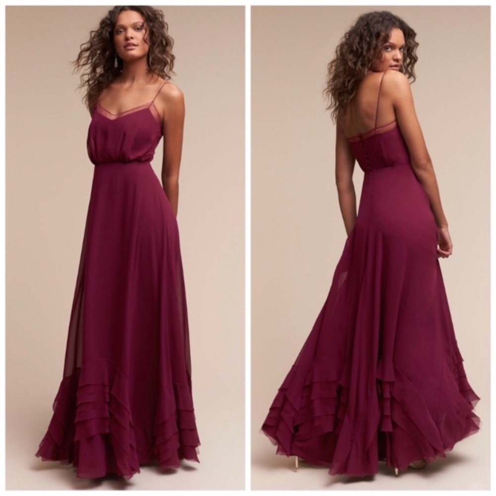 Watters & watters cherry color dove maxi ruffle